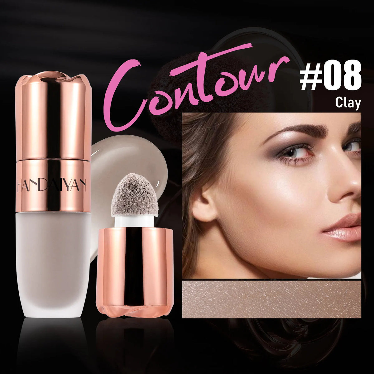 Blushimmer Liquid Highlighter Stick in Rose Glow with soft sponge tip for easy, long-lasting face and body makeup application.