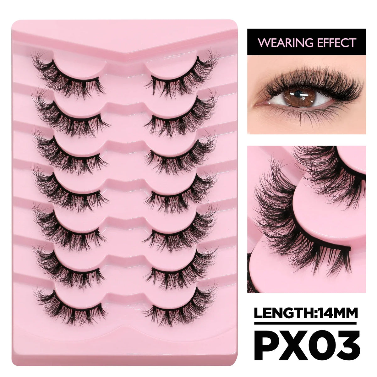 Blushimmer cat eyelashes with fluffy 3D mink design, natural look false lashes for daily, party, or wedding makeup, lightweight and reusable.