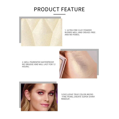 Natural Diamond Highlighter Powder 5 Color Shimmer Contour Nose Shadow Brightening Face Makeup Cosmetics Palette