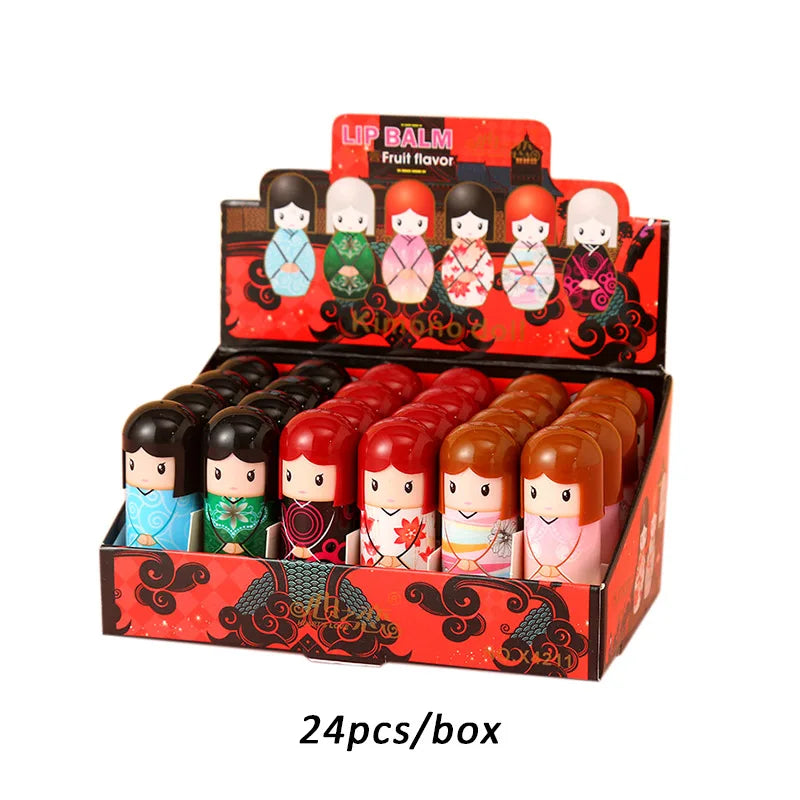 Set of 24 Blushimmer bear-shaped fruit-flavored lip balms with moisturizing clear lipstick for kids’ lip care and party gifts
