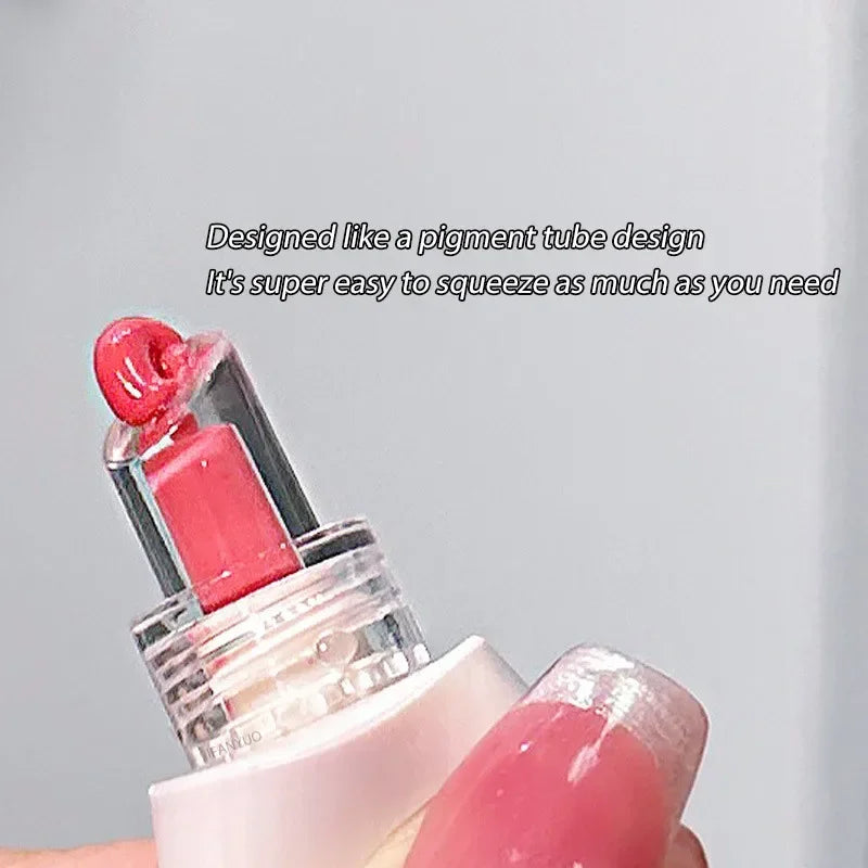 Blushimmer crystal jelly lip gloss in water lipstick form with a mirror finish, long-lasting moisturizing lip plumper and tint.