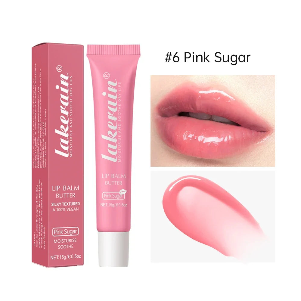 Blushimmer crystal lip balm and moisturizing lip gloss with brown sugar cherry pink tint, featuring a shiny, liquid lipstick texture.