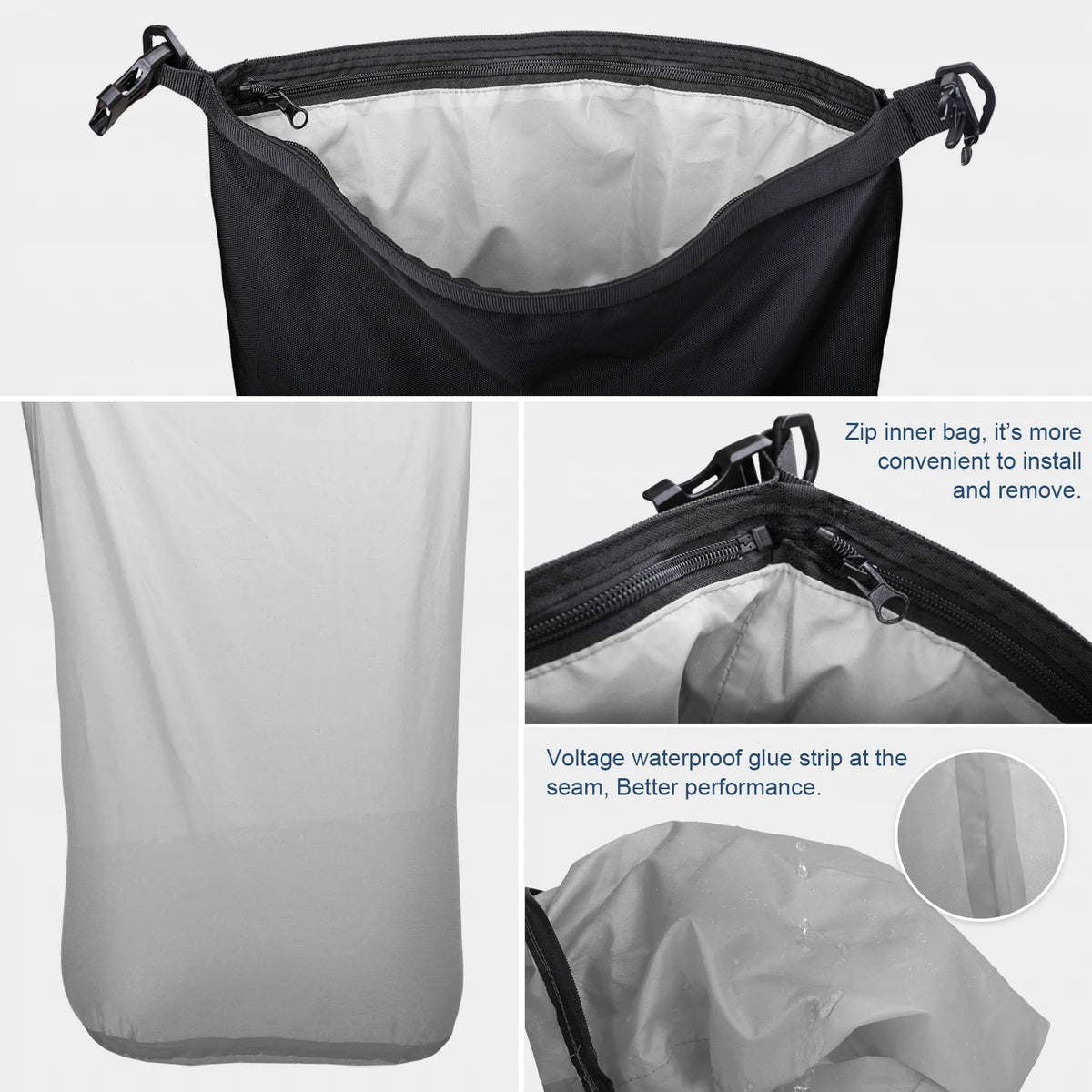 Rhinowalk waterproof motorcycle saddle bag with 10/20/30L capacity, side luggage, cycling backpack, versatile for riding.