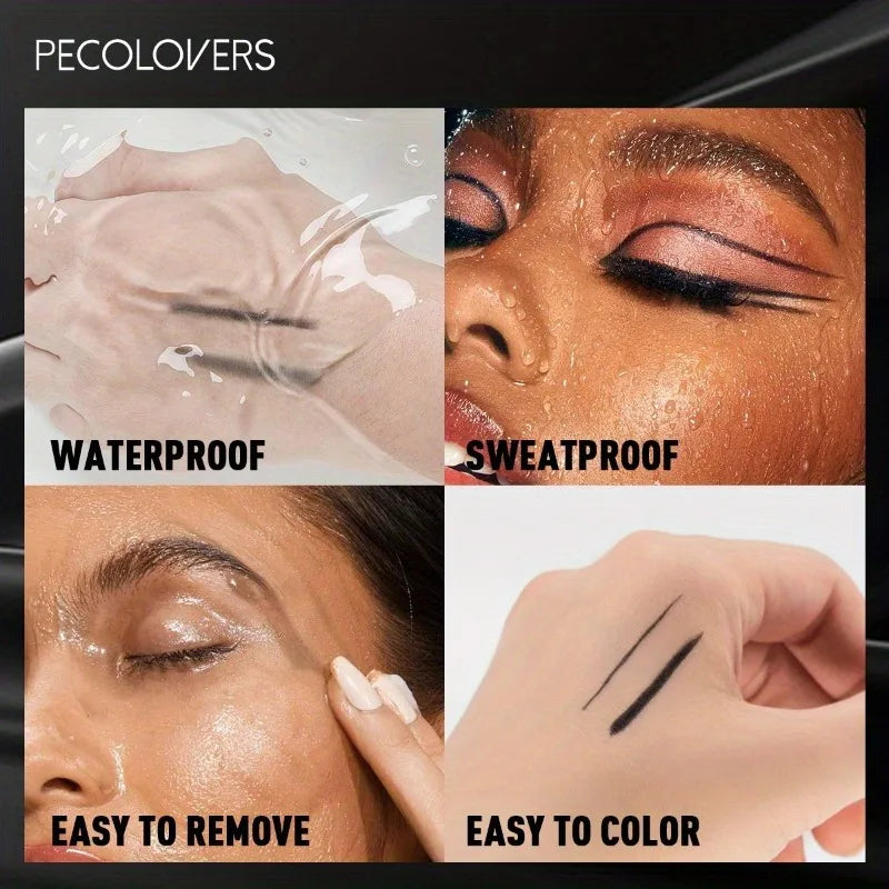 Black waterproof gel eyeliner pencil set by Blushimmer, featuring easy-wear, matte, quick-drying, non-smudge eye makeup.