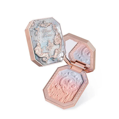 Blushimmer Flower Knows Moonlight Mermaid cheek blush powder with gradient design, matte finish, vegan, cruelty-free makeup.