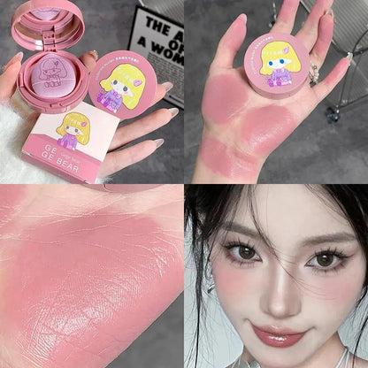 Blushimmer Cushion Blush in Blush Blendable Shade with Powder Puff, long-lasting makeup blusher with whitening effect and smooth finish.