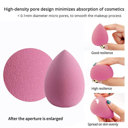 Set of 4, 8 soft makeup sponge blenders by Blushimmer, perfect for foundation and powder application, cosmetic beauty accessories.