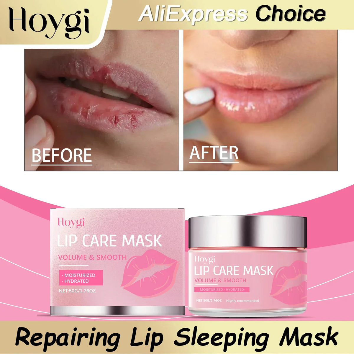 Blushimmer HOYGI Sleep Lip Mask with deep hydration, exfoliation, and moisturizing benefits for smooth, crack-free lips at night.
