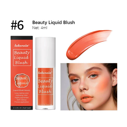 Blushimmer liquid blush in orange peach, velvet matte finish, waterproof face pigment, 4ml cream cheek tint, natural makeup look