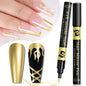 Blushimmer metallic nail gel polish in gold and silver with chrome mirror finish, perfect for UV LED semi-permanent French manicure.