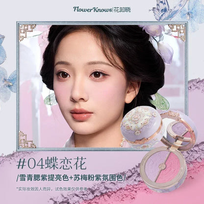 Blushimmer Flower Knows Blusher Butterfly Cloud Collar Duo for dark skin, peach matte finish, blush box for cheeks.