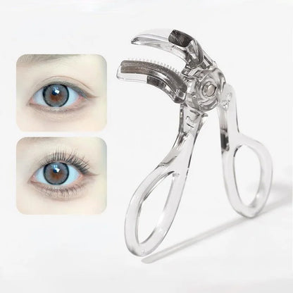 Blushimmer dual-type eyelash curler with comb, wide and partial clip options, waterproof, long-lasting, natural curl, unisex.