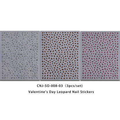Set of three Meilad leopard print nail stickers by Blushimmer, easy to apply for DIY nail decoration and party makeup.