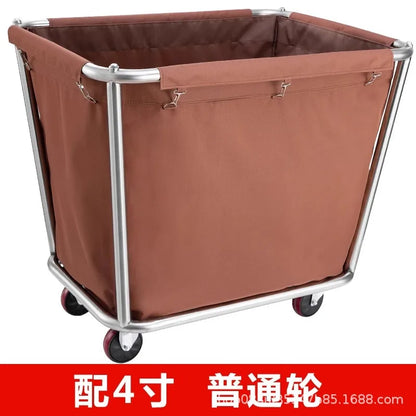 Stainless steel hotel rooms linen cart cloth bag hotel thickened silent linen cart multifunctional cleaning room car