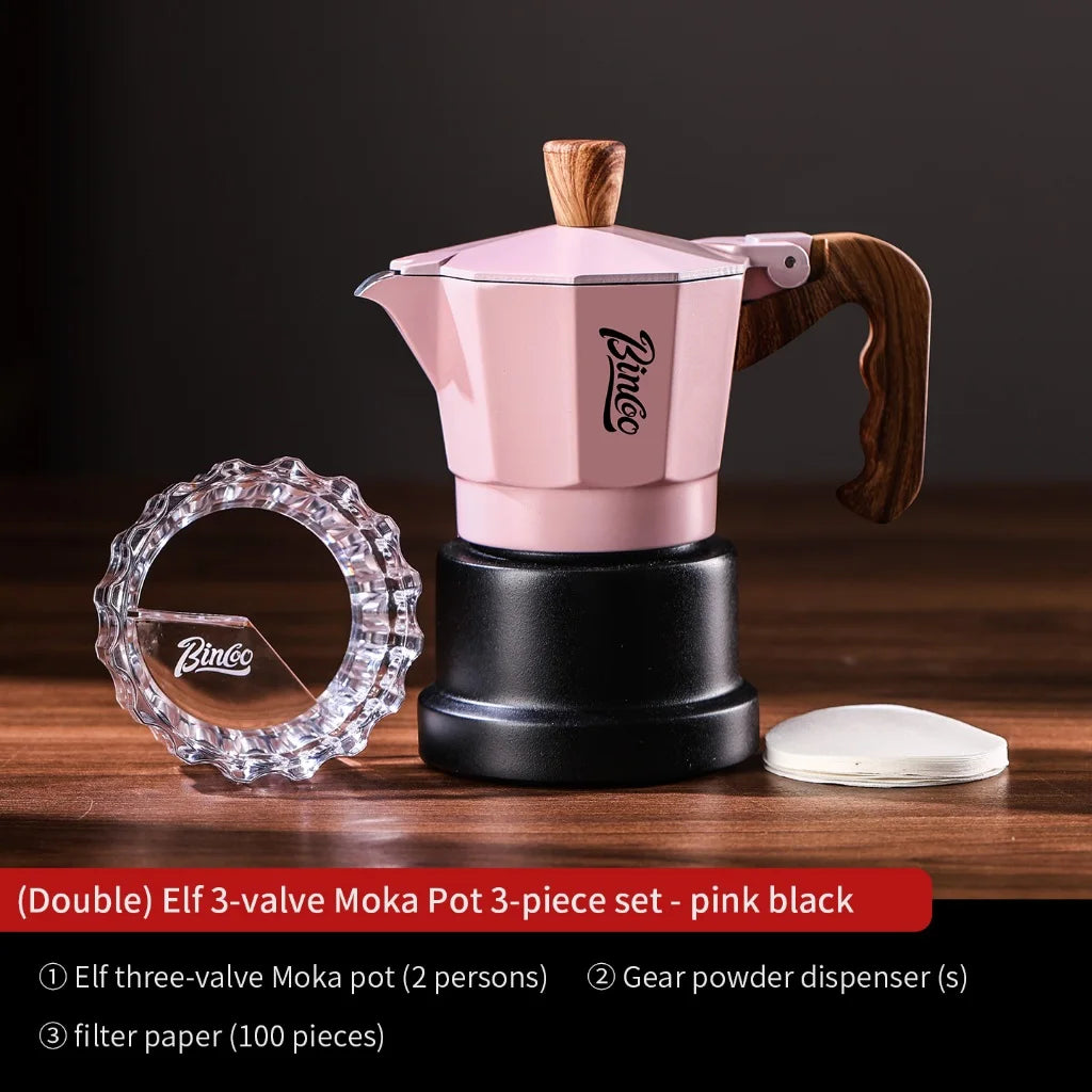 BINCOO Three-Valve Moka Pot Home Mini Espresso Coffee Maker Coffee Brewing Equipment 1Cup/2Cups