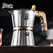 Bincoo Three Valves Moka Pot,316 Stainless Steel Stovetop Espresso Maker 2 Cups,Espresso Coffee Pot Barista Accessories