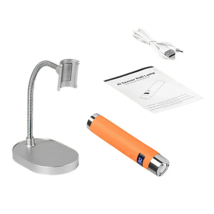 Blushimmer portable UV nail dryer with flexible hose, LED gel lamp for nail art and curing at home or salon.