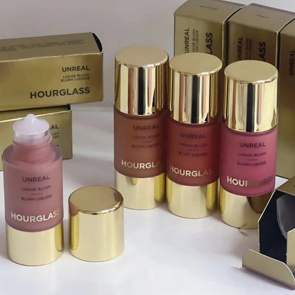 Blushimmer Lasting Natural Liquid Blush stick in 6 matte colors, featuring a Korean hourglass design and versatile blush application.