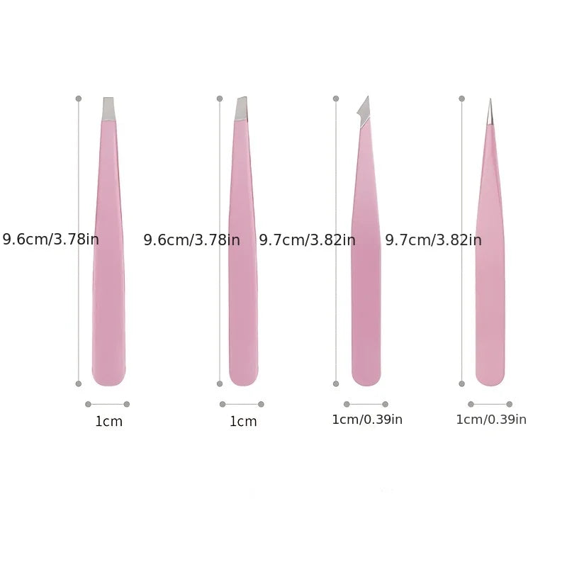 Blushimmer professional stainless steel eyebrow tweezers set with non-slip textured handles for precise eyebrow shaping.