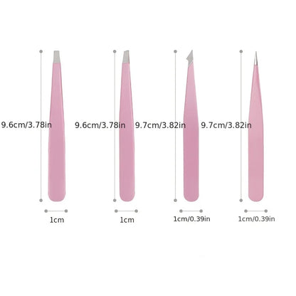 Blushimmer professional stainless steel eyebrow tweezers set with non-slip textured handles for precise eyebrow shaping.