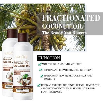 250ml Coconut  Sooth Dry Skin Lighten Fine Lines Face Massage Oil Nourishes Hair Removes Frizz Hair Care Oil Firming Body Oil