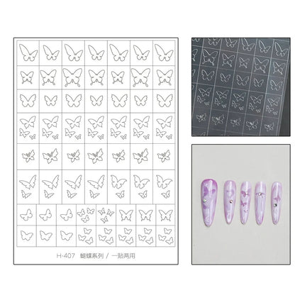 5Pcs Hollow Out Butterfly Nail Art Stencils Stickers Spray Painted Design Love Pattern Template Nail Decals Auxiliary Tools