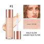Blushimmer Halo Glow Liquid Highlighter with pearlescent finish for face and body contouring, brightening, and shimmering makeup.