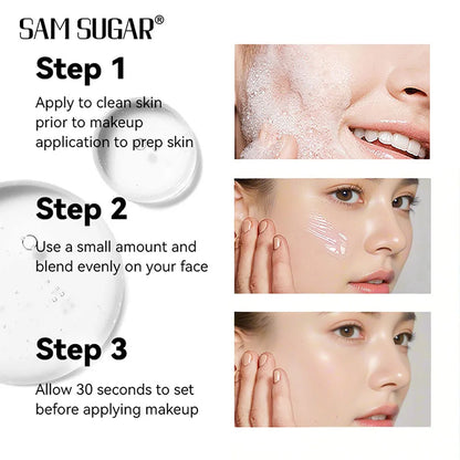 Blushimmer Sam Sugar Invisible Pore Primer with hydrating, lightweight formula for oil control, moisture, and brightening effects.