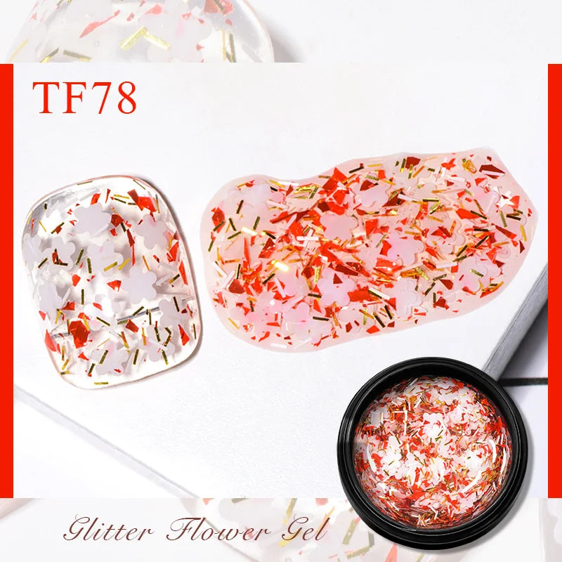 Blushimmer Meet Across 5ml pink dried flower gel nail polish with natural flower design for UV and LED nail art applications