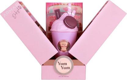 Armaf Delights Yum Yum EDP perfume bottle, 100ml, with floral and fruity notes, designed for women, long-lasting scent.