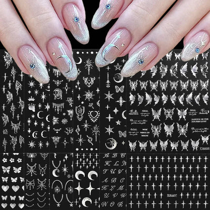 12pcs set of Blushimmer cartoon dog and cat nail art stickers featuring 3D graffiti designs on self-adhesive 8x10cm decals