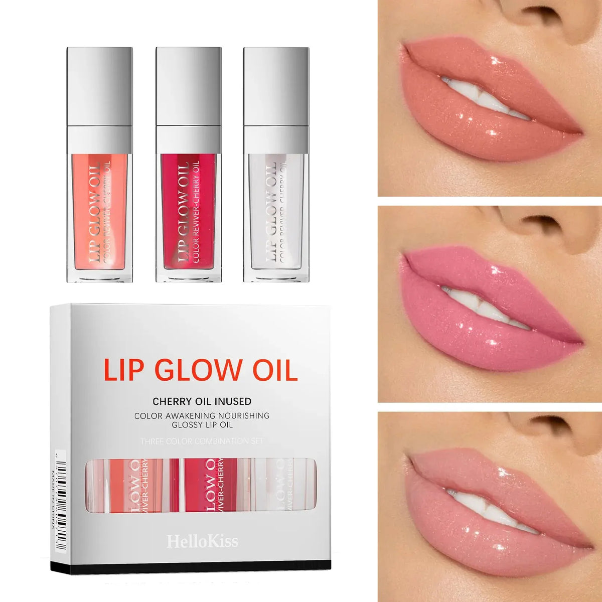 Blushimmer Crystal Jelly Moisturizing Lip Oil set with tinted, plumping lip glosses and glow oils, featuring glossy and colorful lip products.