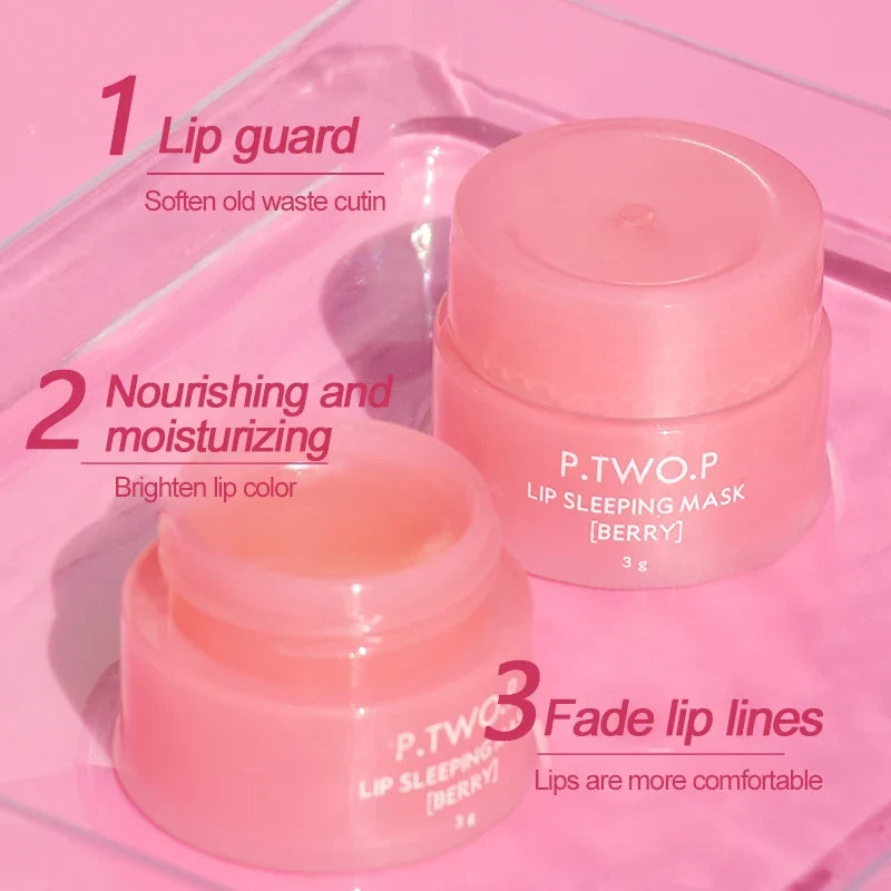 Blushimmer PTWOP Lip Sleep Mask in a jar, moisturizing and nourishing lip balm for hydration, repair, and fade lip lines.
