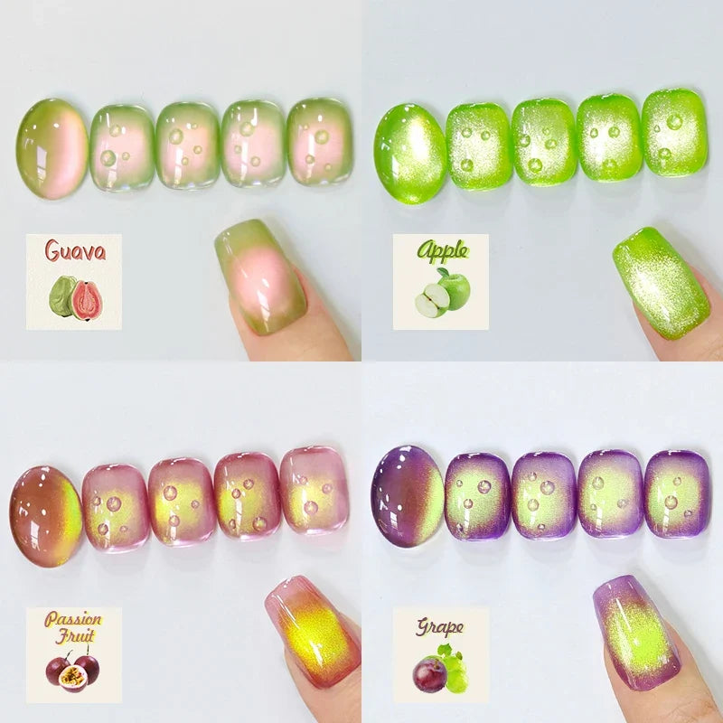 Born Pretty 10ml purple grape magnetic gel nail polish with glass beads, featuring a vibrant, fruit-inspired design for stylish manicures.