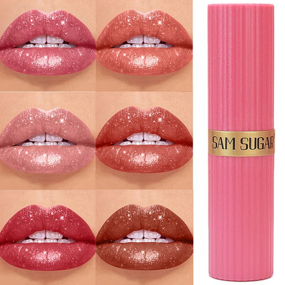 Blushimmer metallic glitter lipstick in chocolate brown with shimmery, long-lasting, waterproof, non-fade pearl finish.