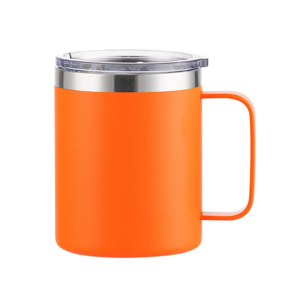 12oz Stainless Steel Mug with Handle Insulated Coffee Cup Insulated Tumbler Sliding Lid Gift for Camping, Office, Home, School