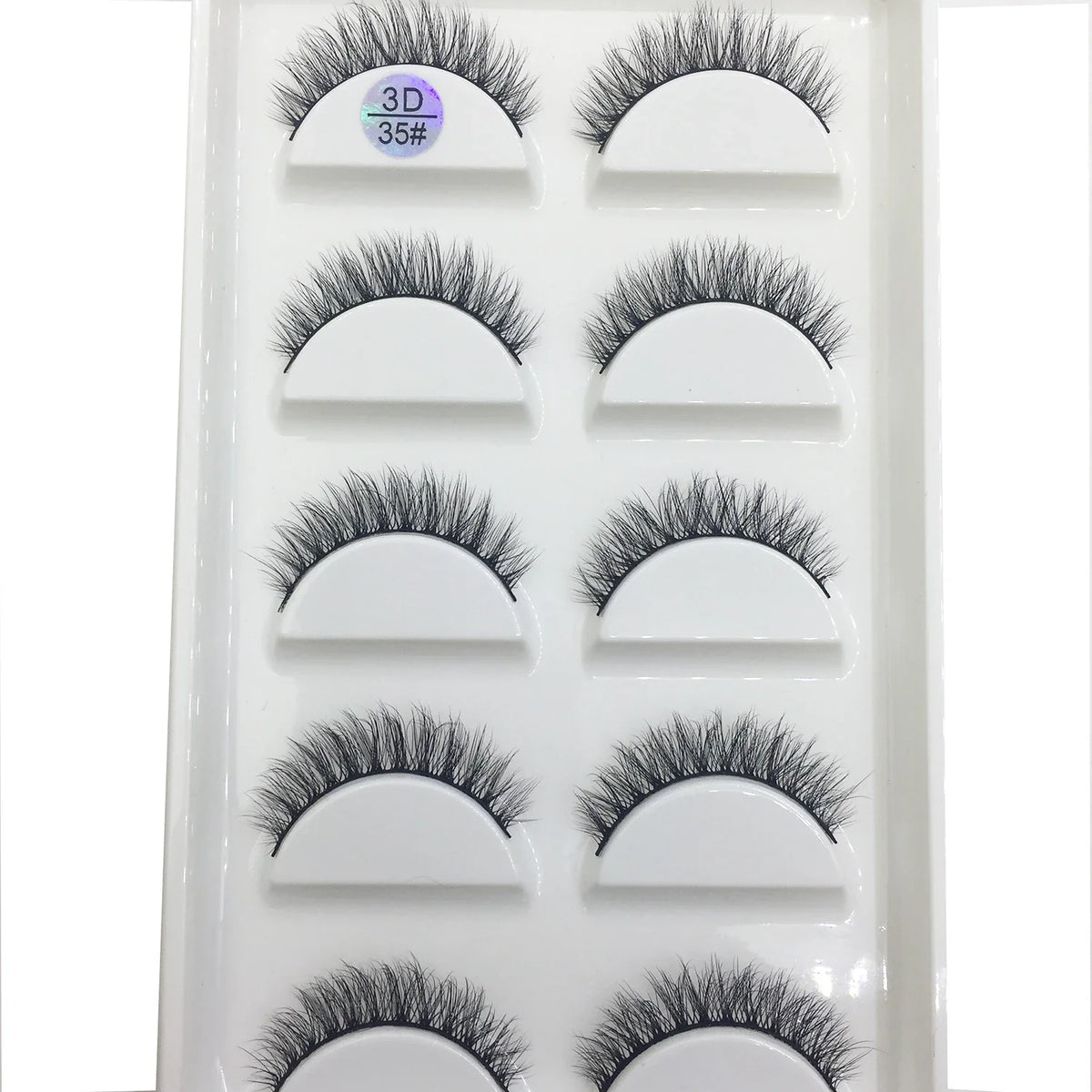 Set of 5 pairs of Blushimmer 3D faux mink false eyelashes with wispy, thick, natural-looking design for enhanced eye makeup.