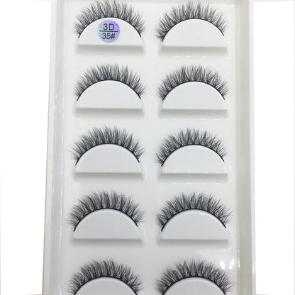 Set of 5 pairs of Blushimmer 3D faux mink false eyelashes with wispy, thick, natural-looking design for enhanced eye makeup.