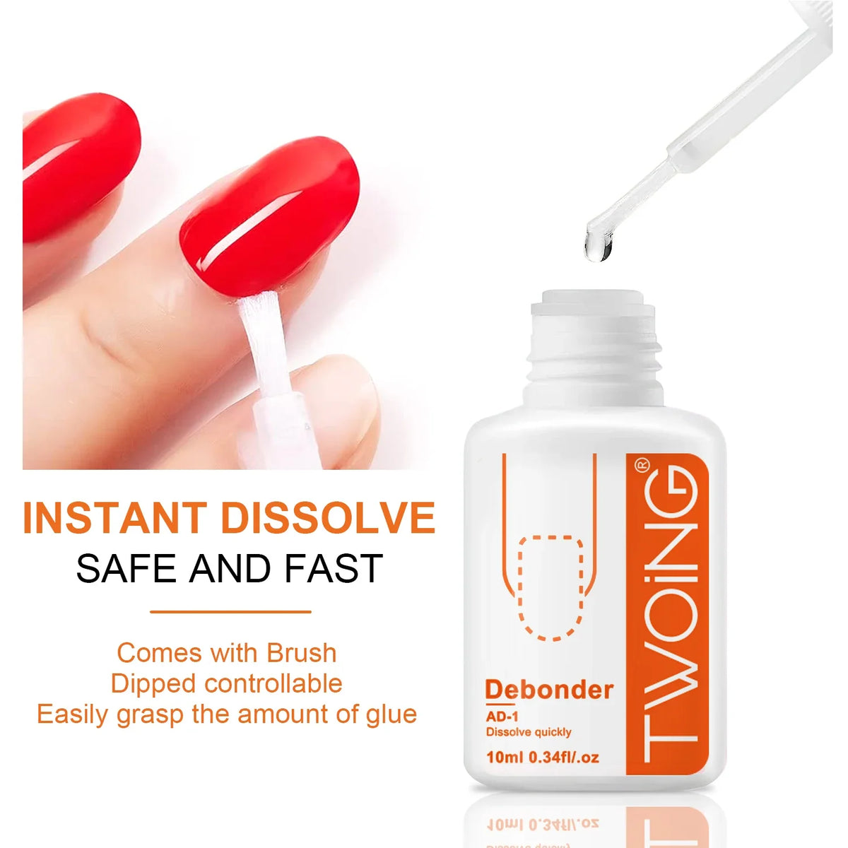 Blushimmer 10ml debonder glue for removing false nails and rhinestones, manicure accessory with fast-dissolving liquid nail art tool