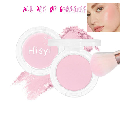 Blushimmer HISYI matte blush plate featuring natural pink shades with micro flash finish for a subtle, luminous makeup look.