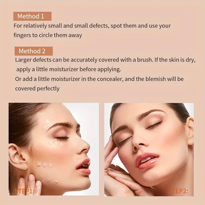 Blushimmer full coverage waterproof concealer with natural matte finish, concealing tattoos, scars, and blemishes on all skin tones.