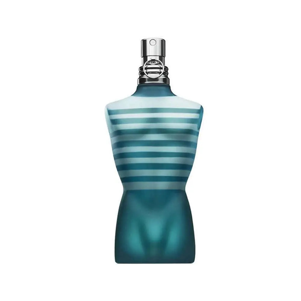 Jean Paul Gaultier Le Male men's EDT spray bottle with light fragrance, 4.2 oz, displayed on a neutral background