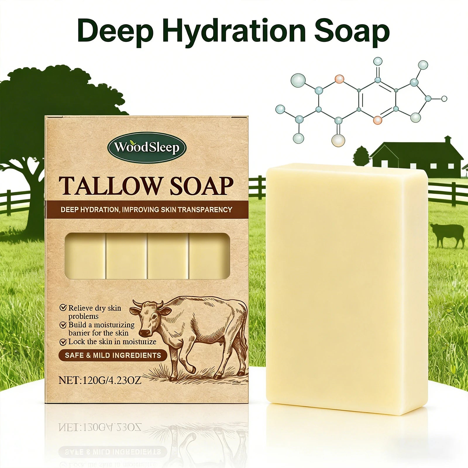 Natural Soap Nourishing Bath Deep Clean Moisturize Gentle Cleansing Face Body Rich Foam Hydrating Soothes Dry Itchy Sensitive