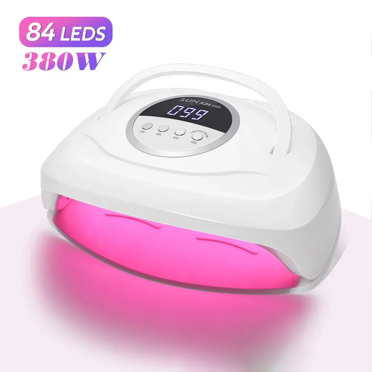 Blushimmer 380W UV LED Nail Dryer with 84 LEDs, auto sensor, quick-drying manicure lamp for curing nail polish and nail art.
