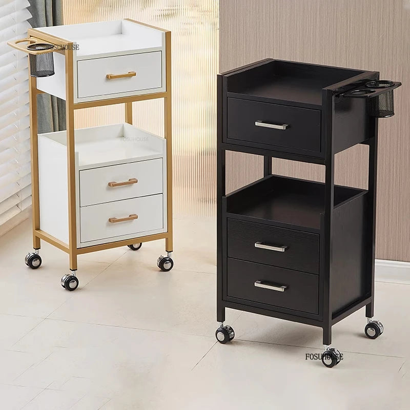 Modern Salon Trolleys with Drawers Designer Salon Furniture Auxiliary Tool Cart with Wheels Beauty Salon Professional Equipment