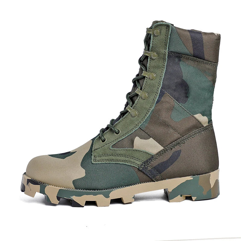 Tactical Boots Men Training Special High-Top Shoes Outdoor Shock-Absorbing Hard-Soled High-Waist Hiking Shoes