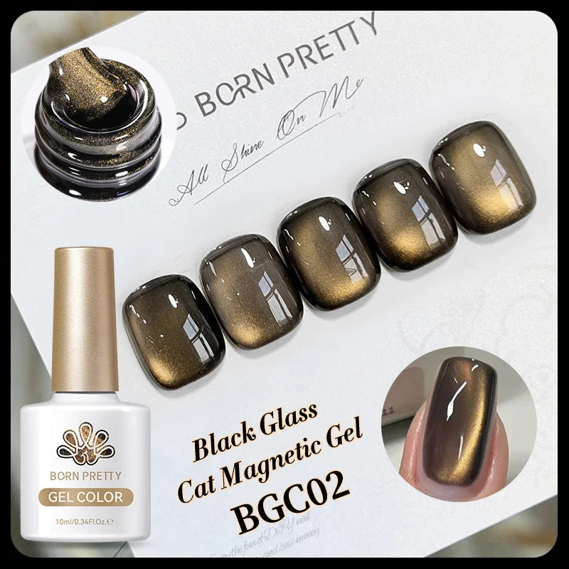 Purple grape magnetic gel nail polish by Blushimmer with glass beads, featuring fruit-inspired design and whitening properties.