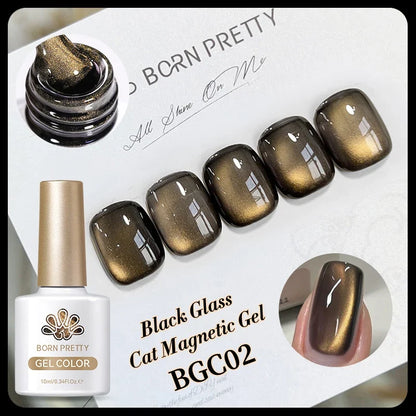 Purple grape magnetic gel nail polish by Blushimmer with glass beads, featuring fruit-inspired design and whitening properties.