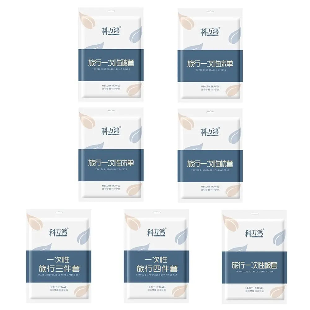 3 / 4-Piece Disposable Bed Sheet Dirty Proof Bedding Set Duvet Cover Pillowcase Thickened Non-Woven Isolation Sheets Travel