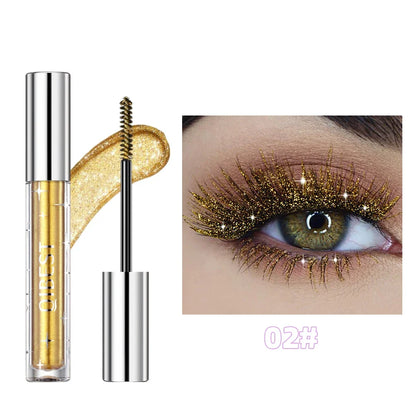Blushimmer diamond mascara with galaxy sequins, shimmering glitter, quick-dry formula, and bold curling eyelashes in a sleek tube